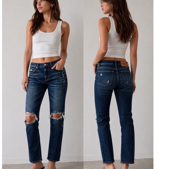 Moussy Vintage Denim - Moussy Vintage Womens Blue Distressed Ripped Knee Slim Tapered Jeans Size 28 NWT
